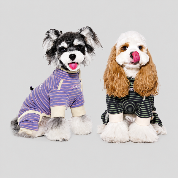 Striped Velour Dog Onesie