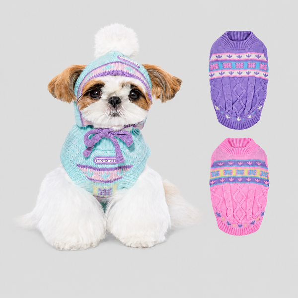 Pastel Cable-knit Pet Vest