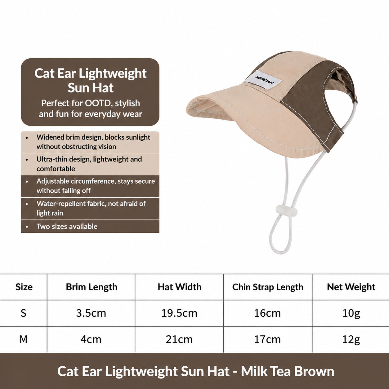 Ultralight Cat Sun Visor Hat