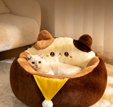 Semi-enclosed Faux Velvet Bed