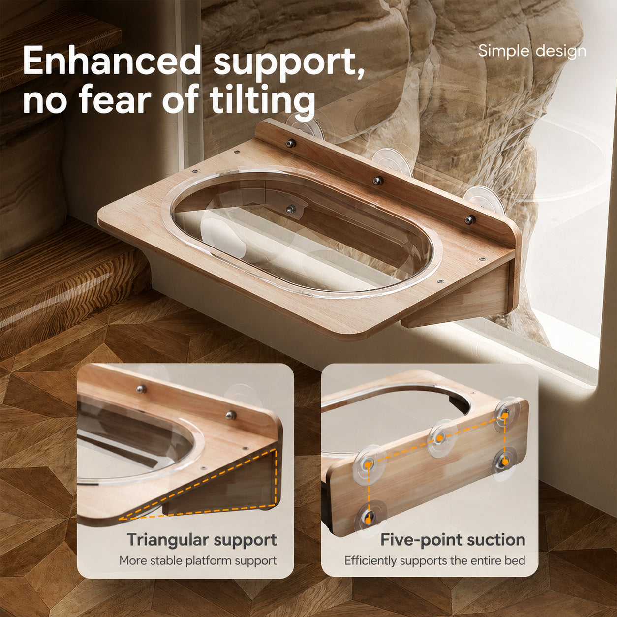 Rubberwood Cat Window Perch