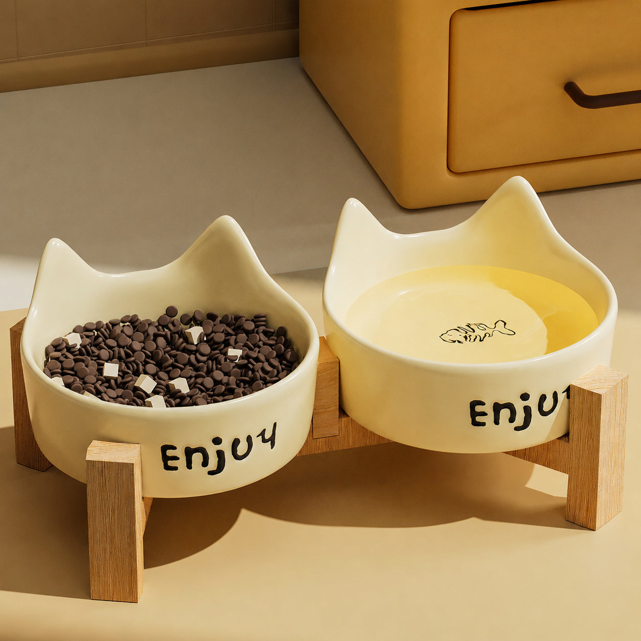 Ceramic Double Bowl Stand