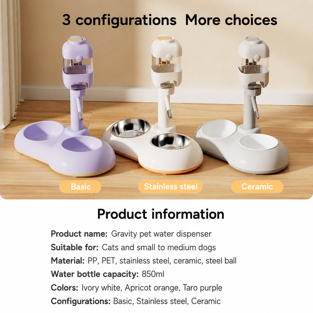 Vertical Stainless Steel Pet Fountain