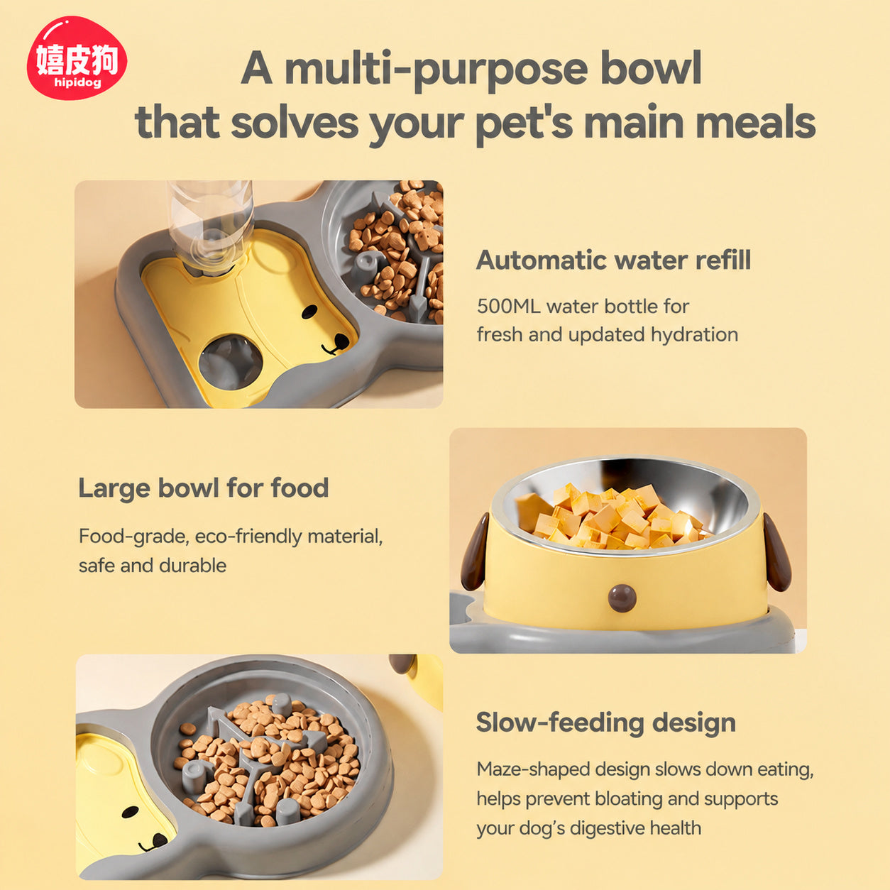 Tilted Slow-feed Pet Bowl
