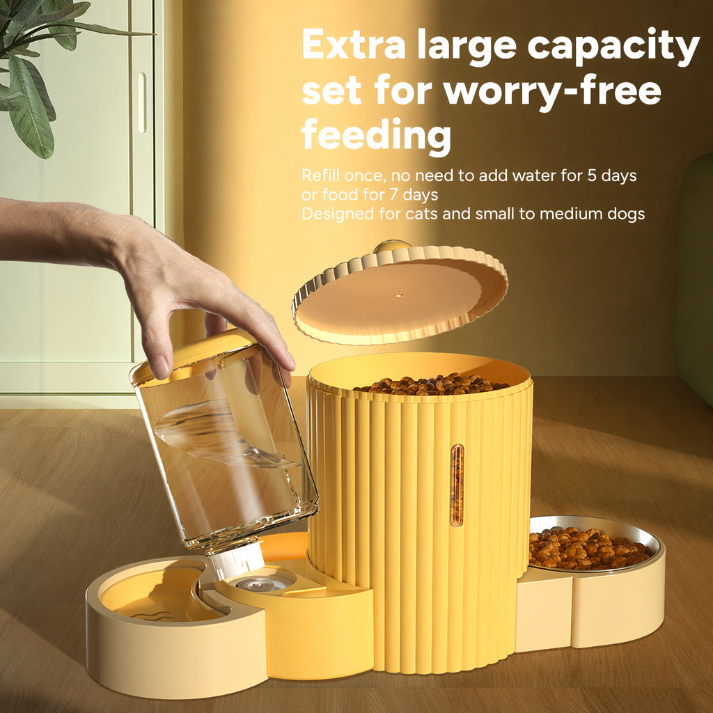 Column Pet Feeder Fountain