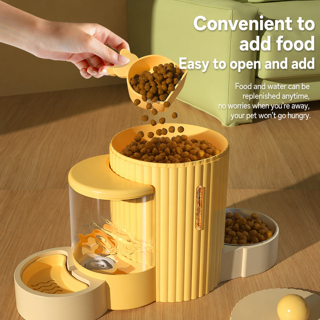 Column Pet Feeder Fountain