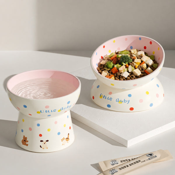 Polka-dot Tilted Ceramic Bowl