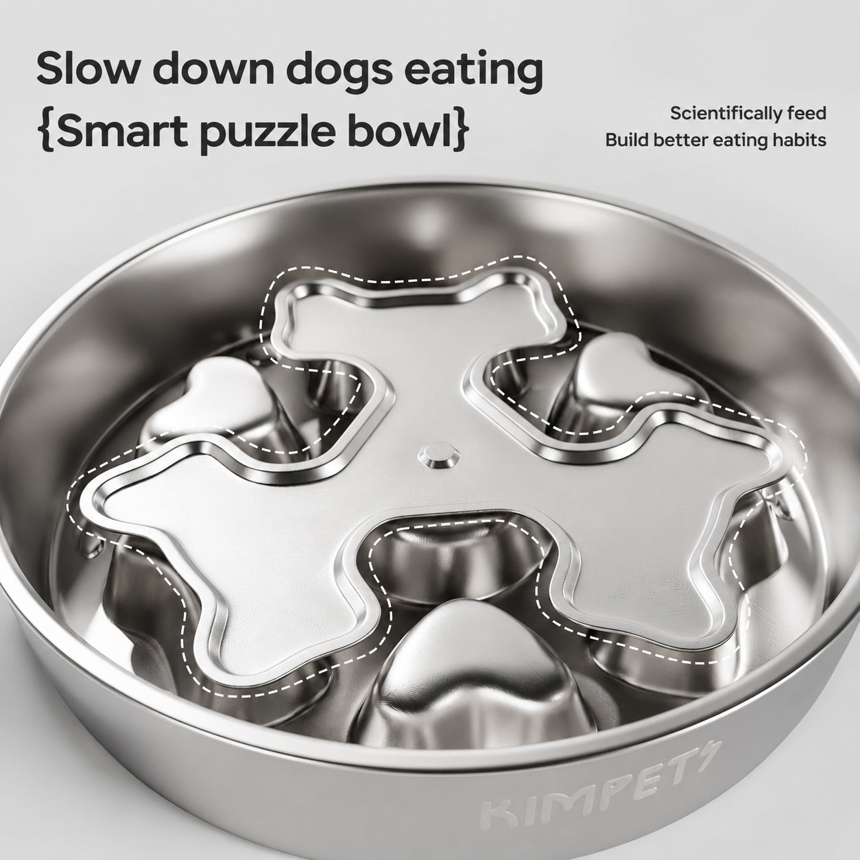304 Stainless Slow-feed Dog Bowl