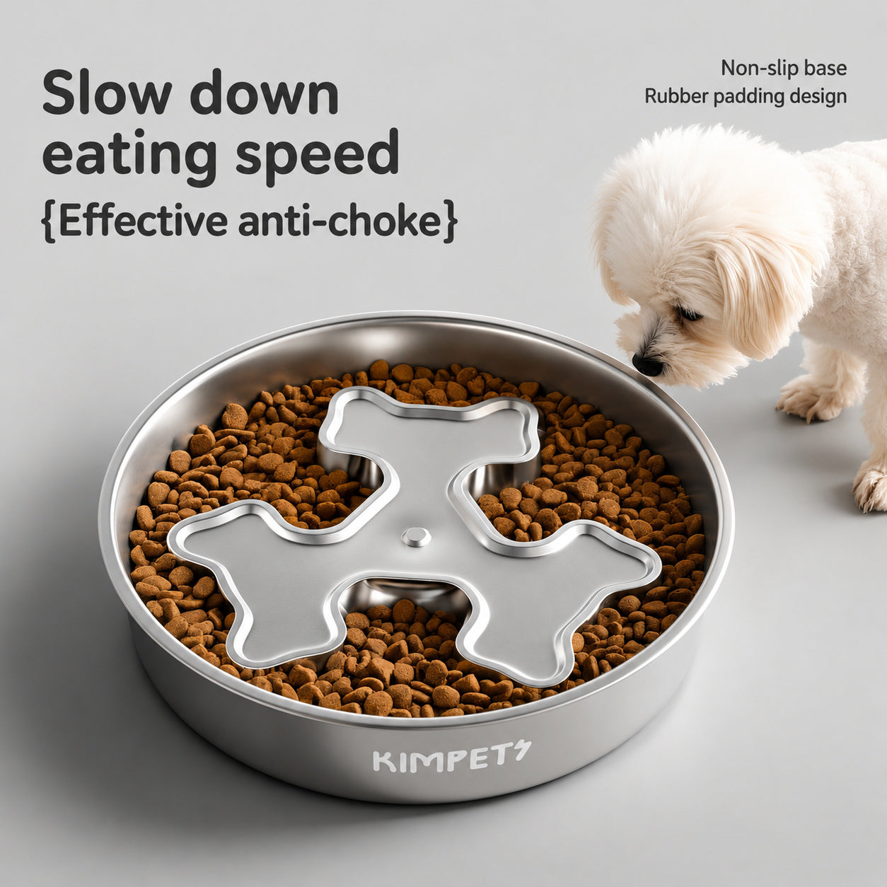 304 Stainless Slow-feed Dog Bowl