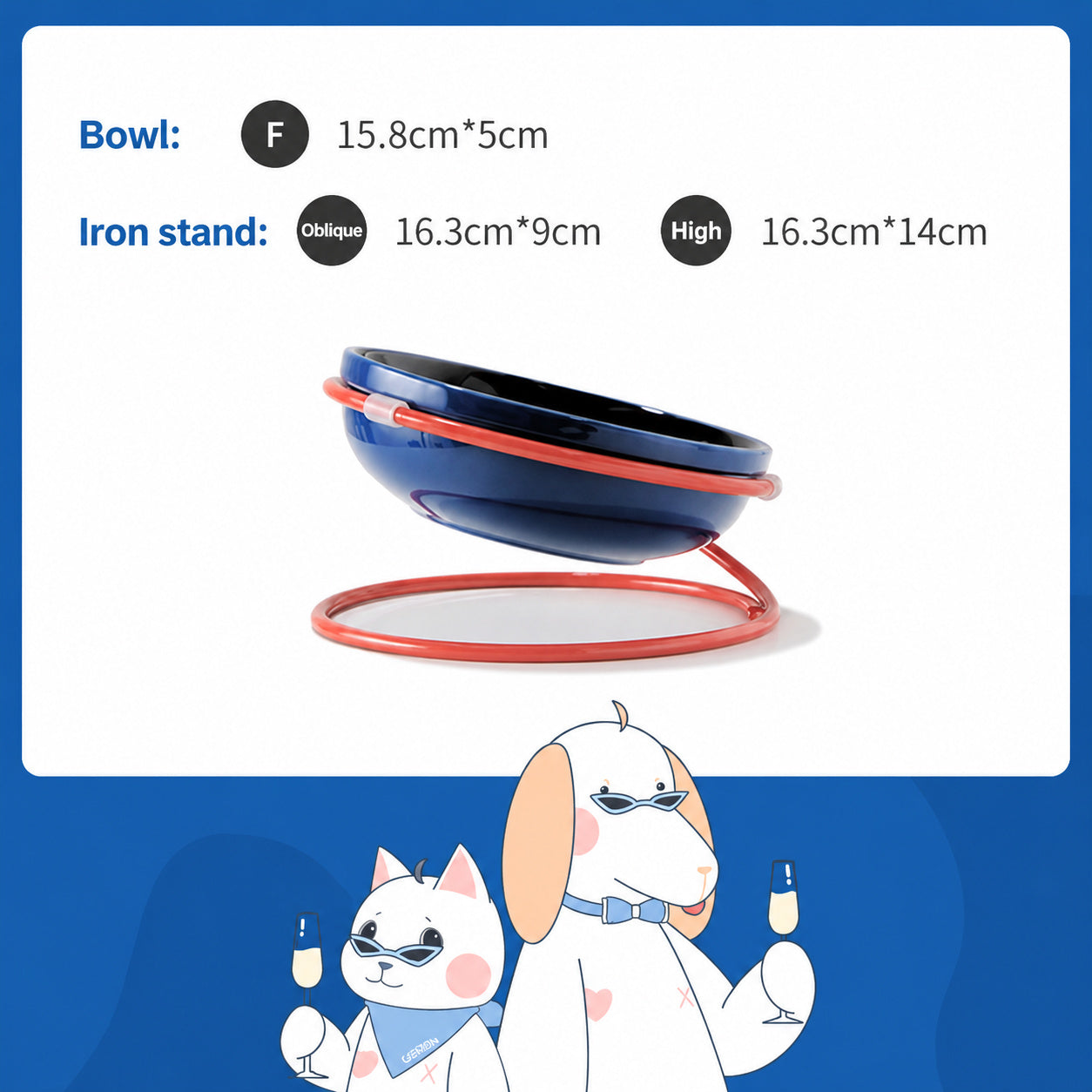 Angled Ceramic Pet Bowl Stand