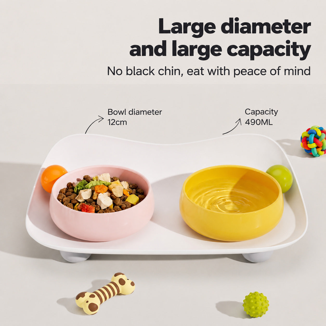 Wide Ceramic Anti-tip Pet Bowl