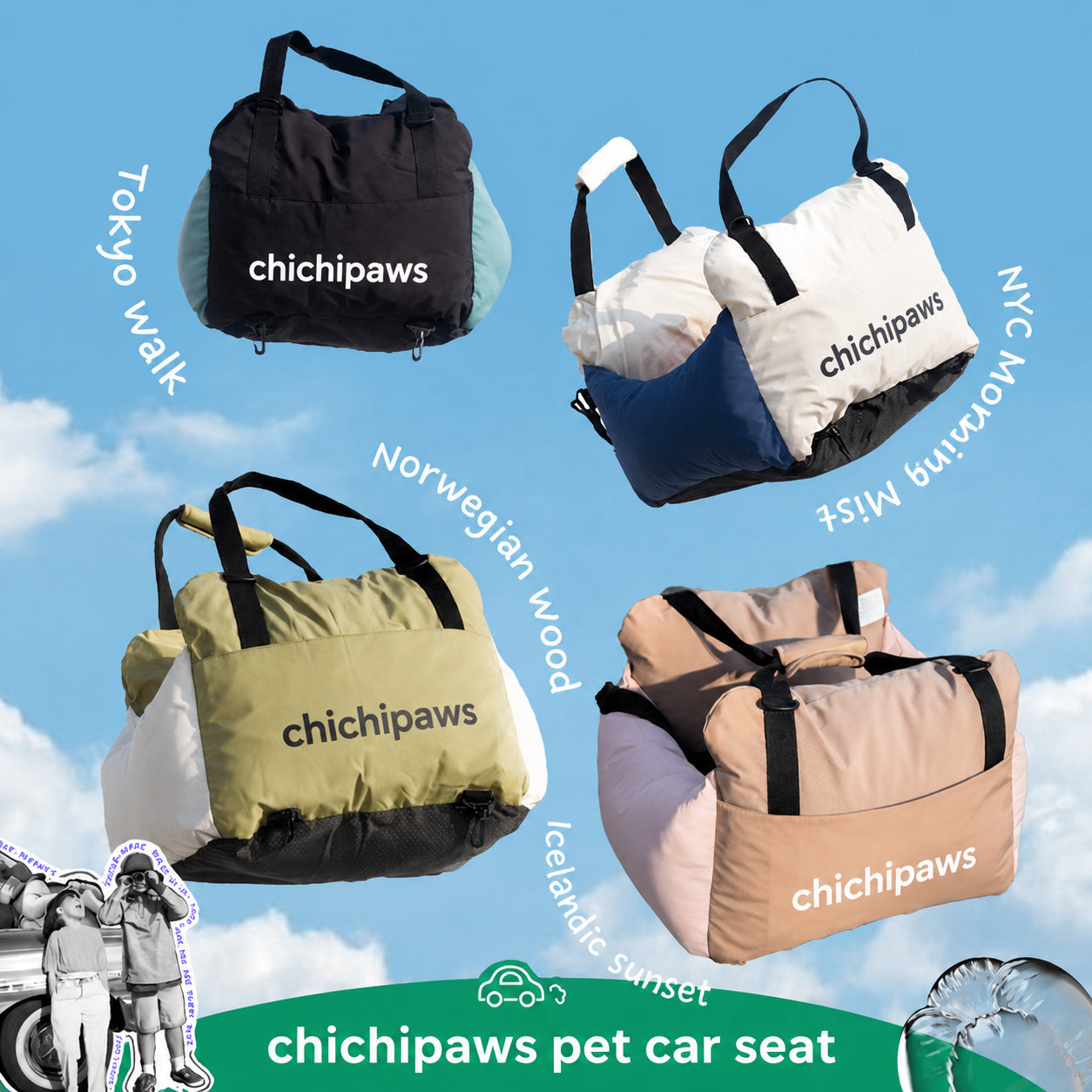 Color-block Pet Car Seat Bed
