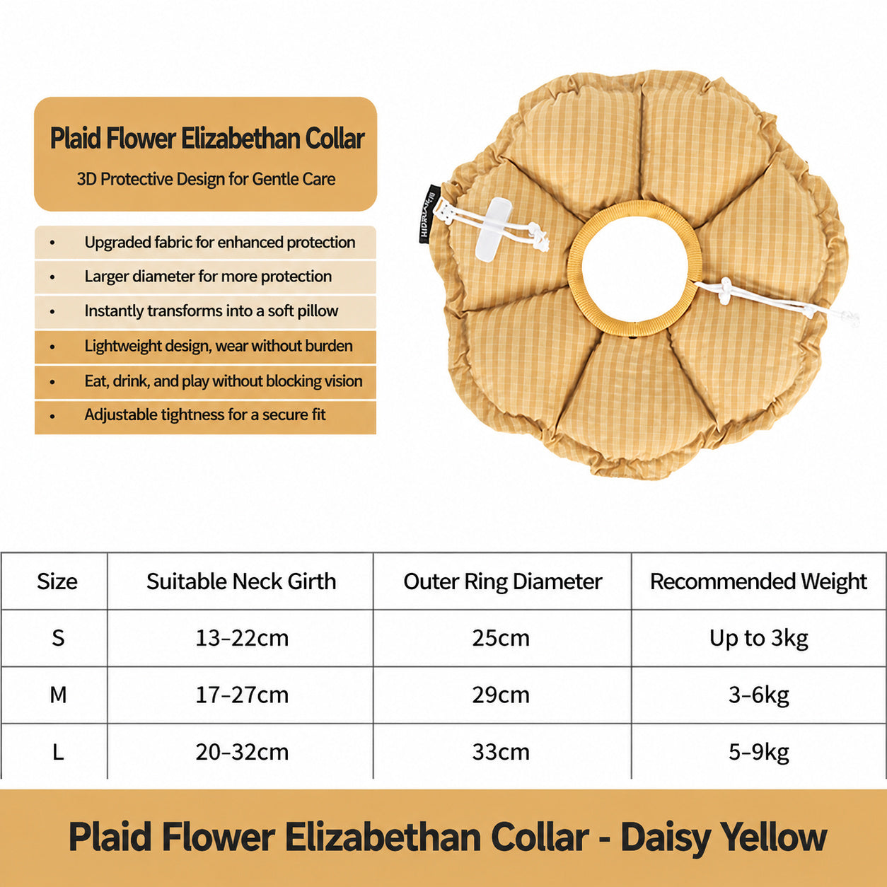 Gingham Plush Recovery Collar