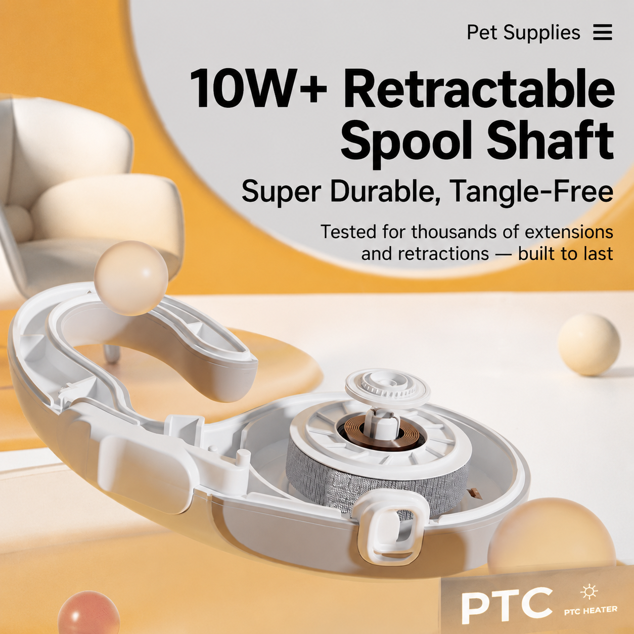 Smooth-glide retractable pet leash