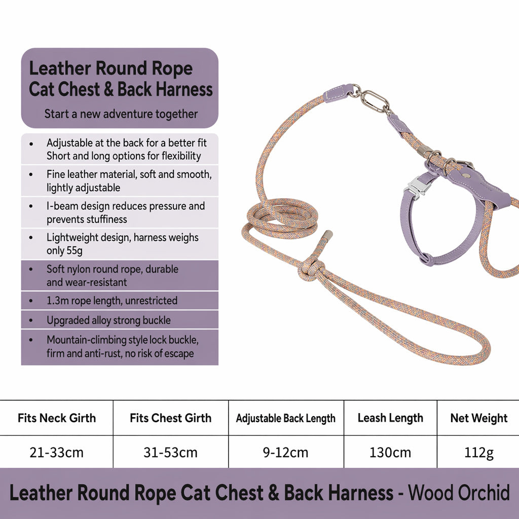 Adjustable Leather Harness Leash