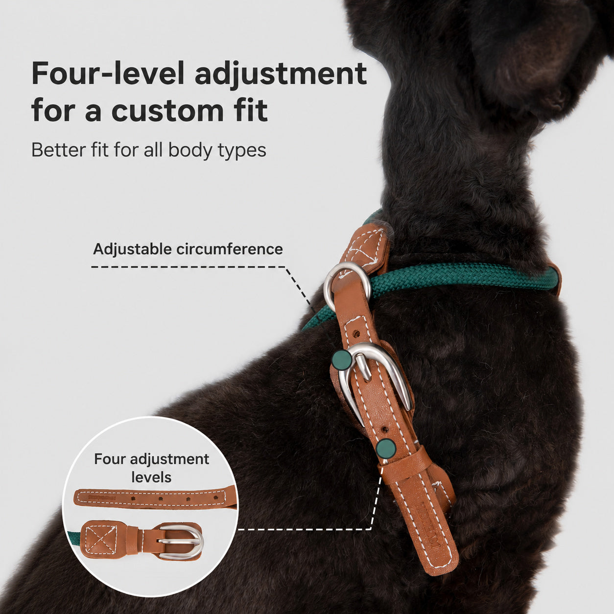Adjustable Leather-trim Harness Set