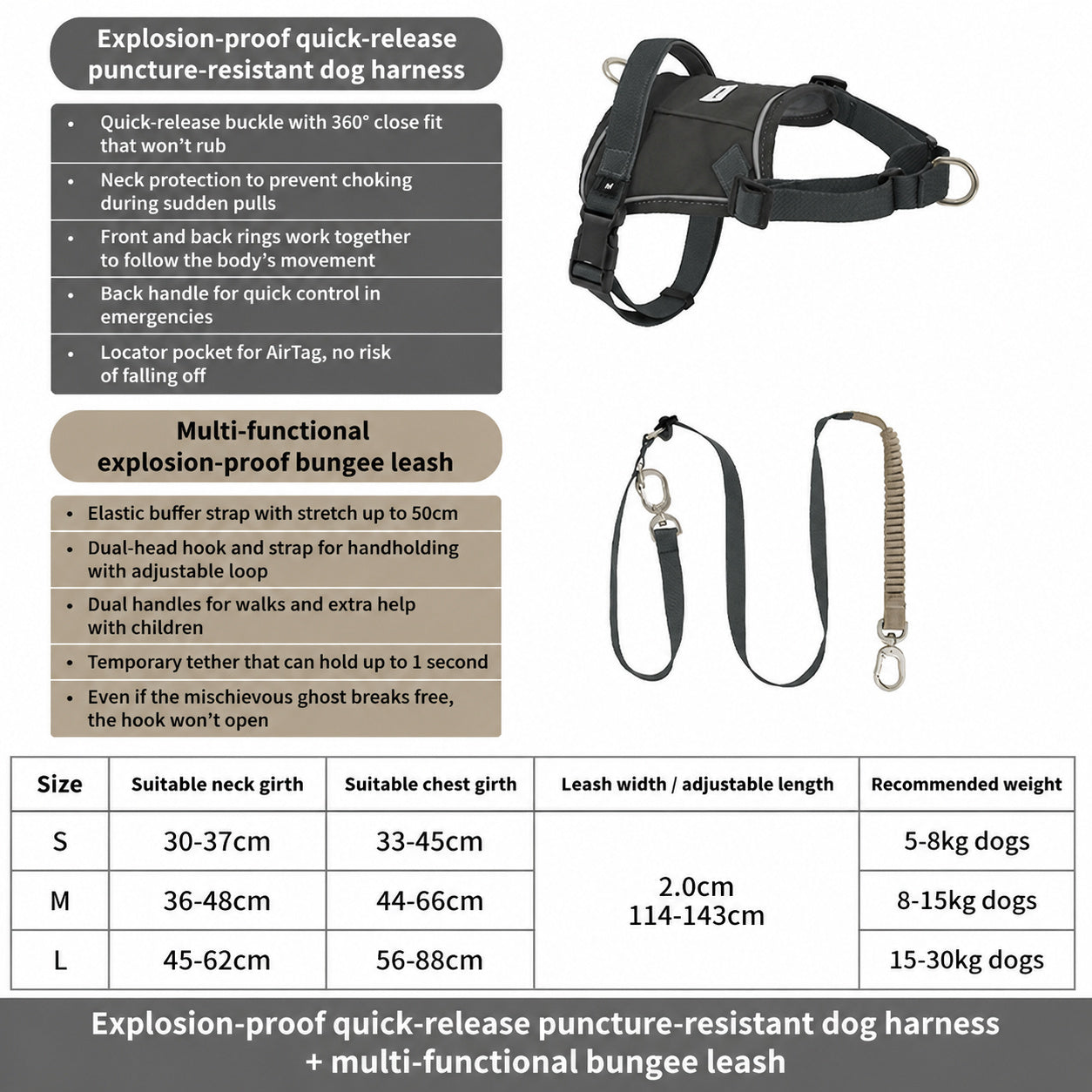 Hands‑Free Dual‑Clip Dog Leash