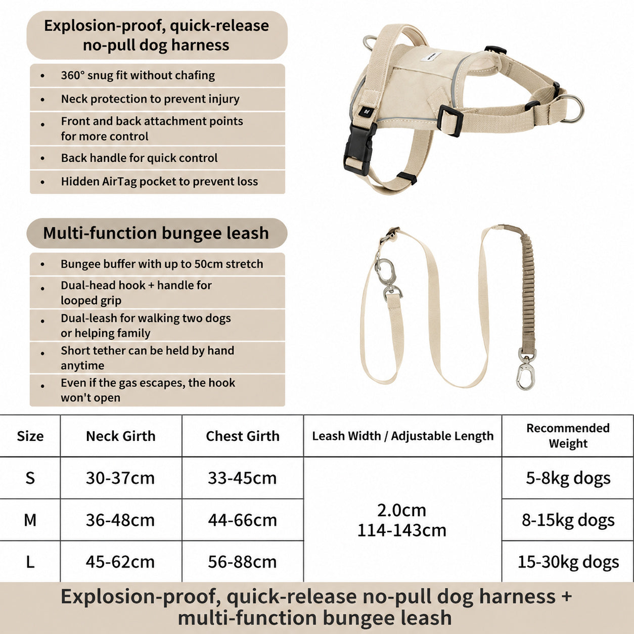 Hands‑Free Dual‑Clip Dog Leash