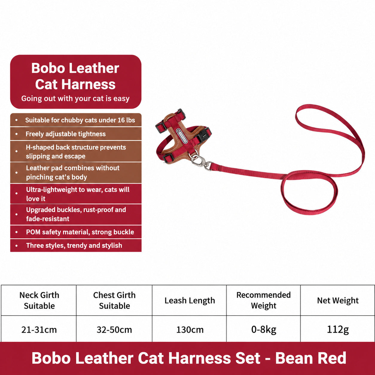Adjustable Padded Cat Harness Set