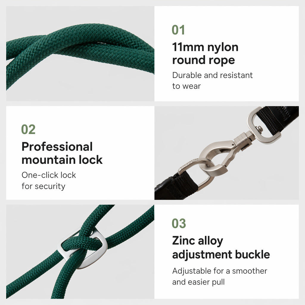 Pine-green Semi-slip Leash Collar