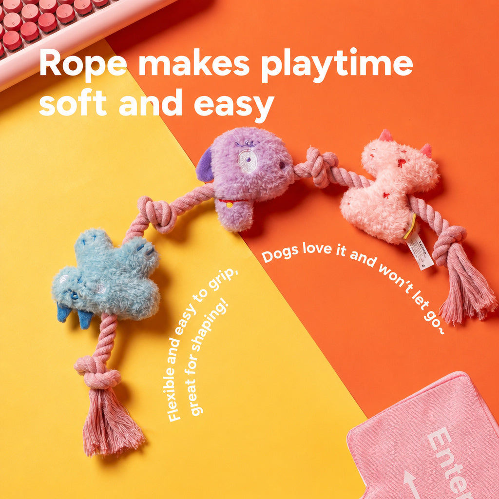 Color-pop Rope-knot Plush Chew