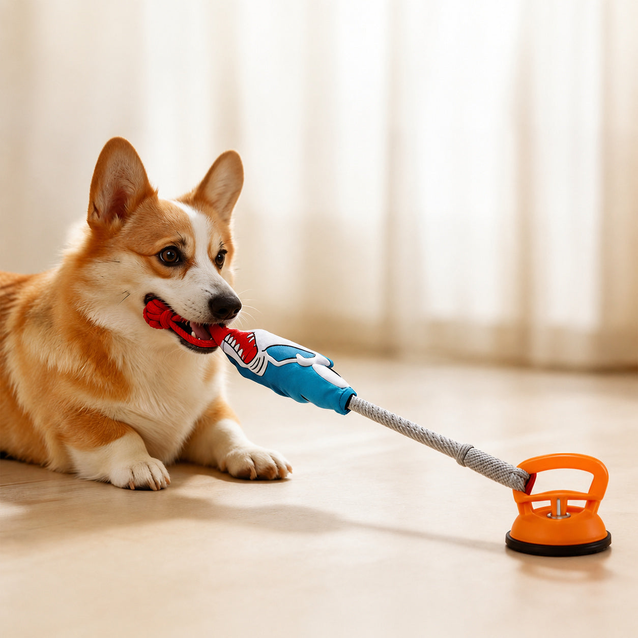 Suction-cup Squeaky Tug Toy