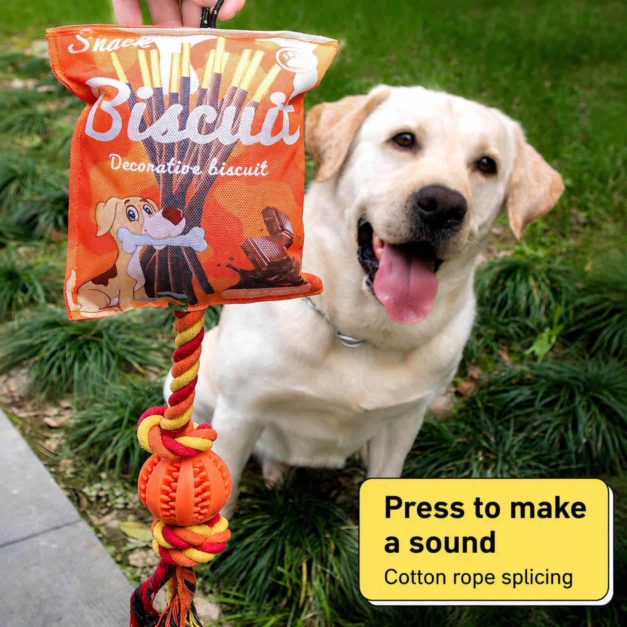 Squeaky Snack-bag Rope Toy