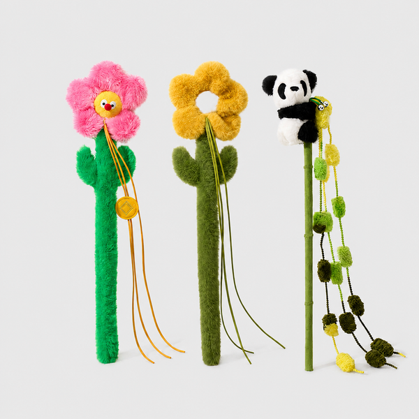 Cat Wand With Plush Flowers