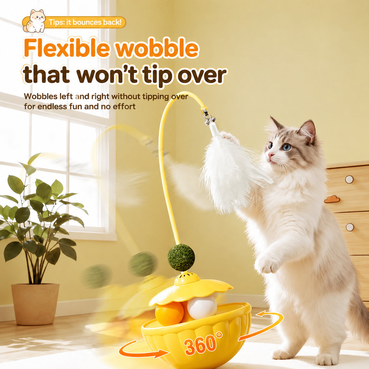 Wobble Feather Teaser With Catnip