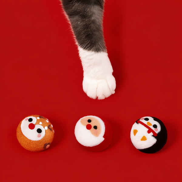 Handcrafted Wool Holiday Cat Balls