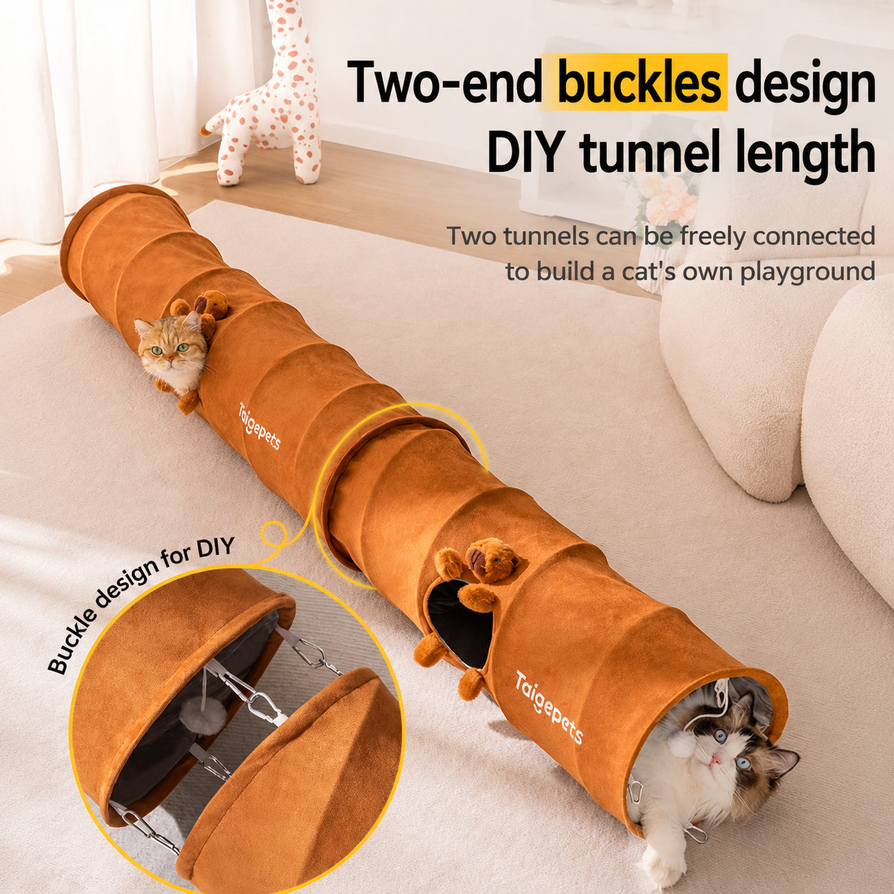 Foldable Suede Cat Tunnel