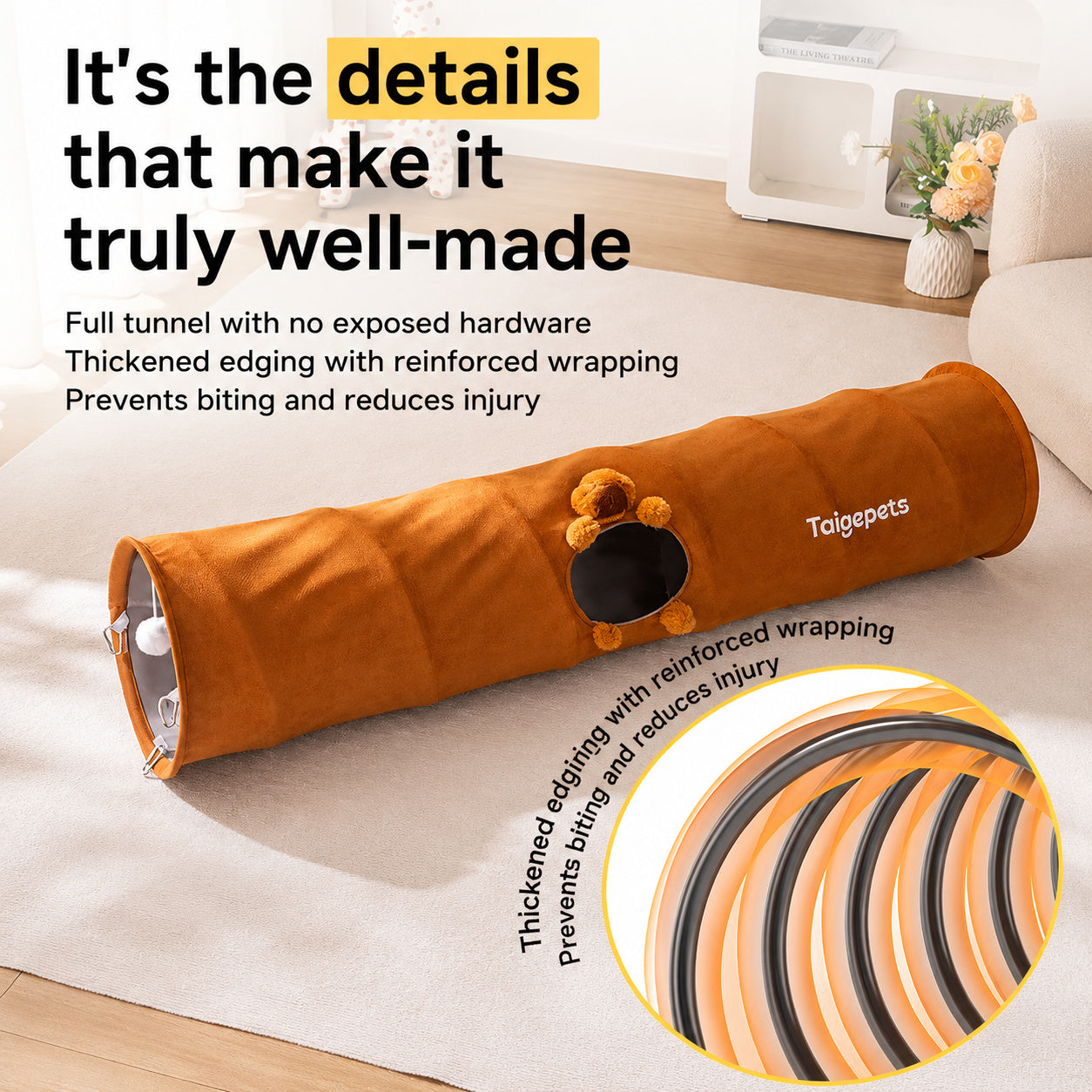 Foldable Suede Cat Tunnel