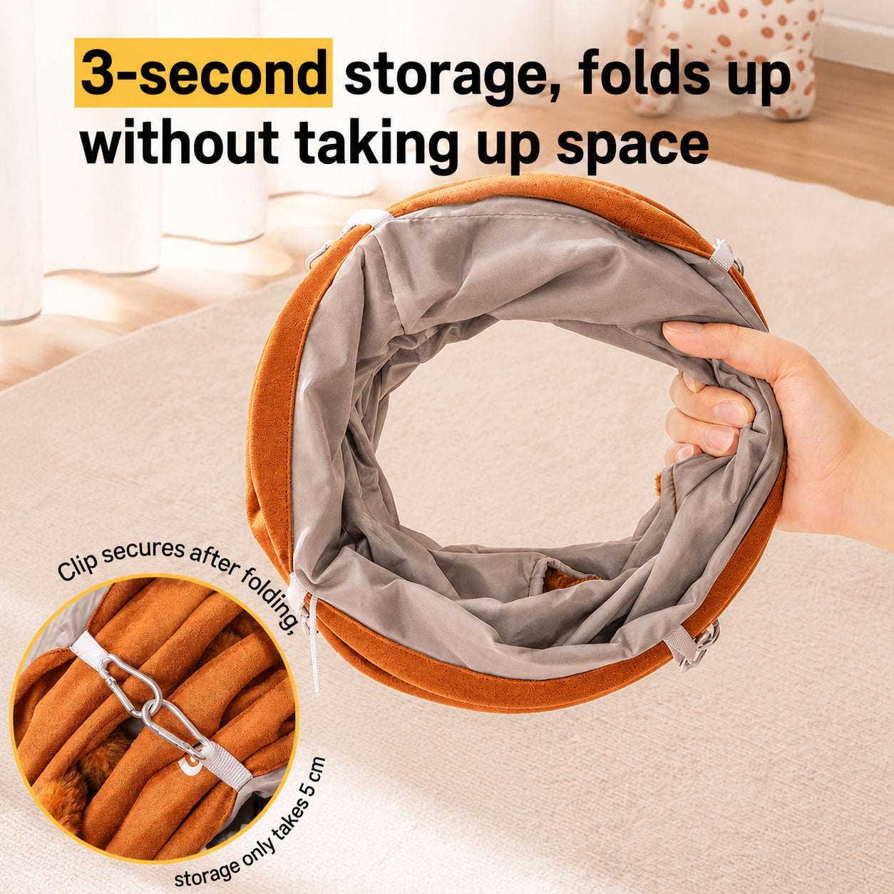 Foldable Suede Cat Tunnel