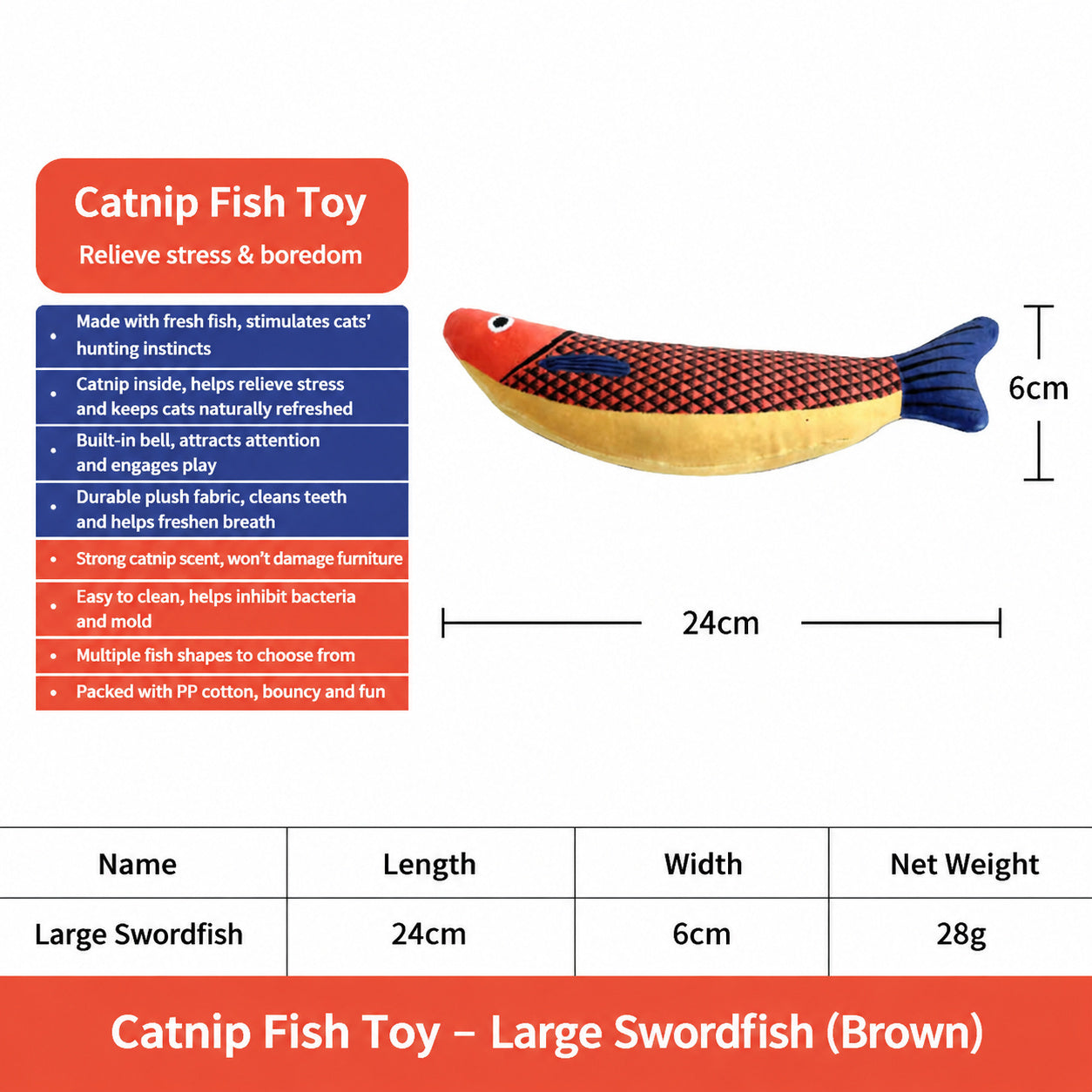 Catnip Fish Jingle Kick Toy