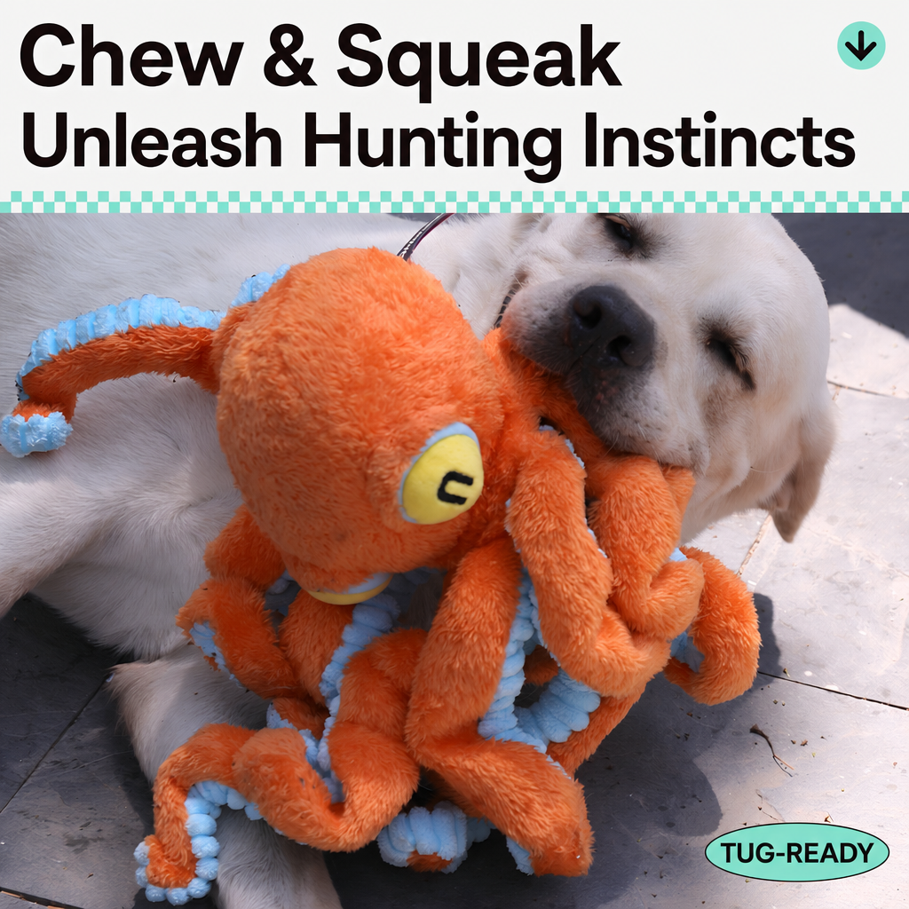 octopus squeaky tug toy