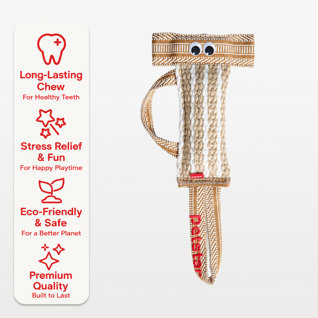 Heavy-duty jute tug toy