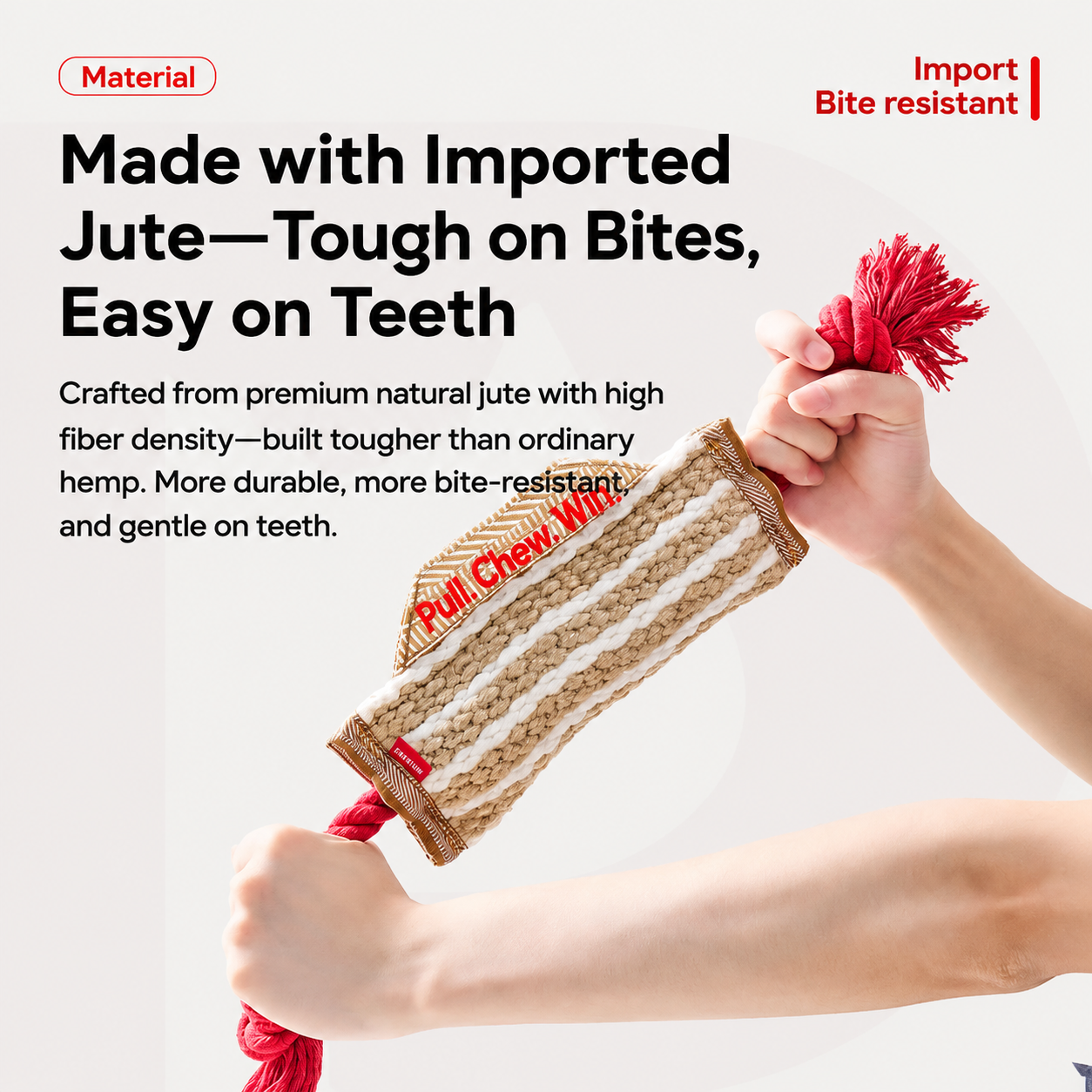 Heavy-duty jute tug toy