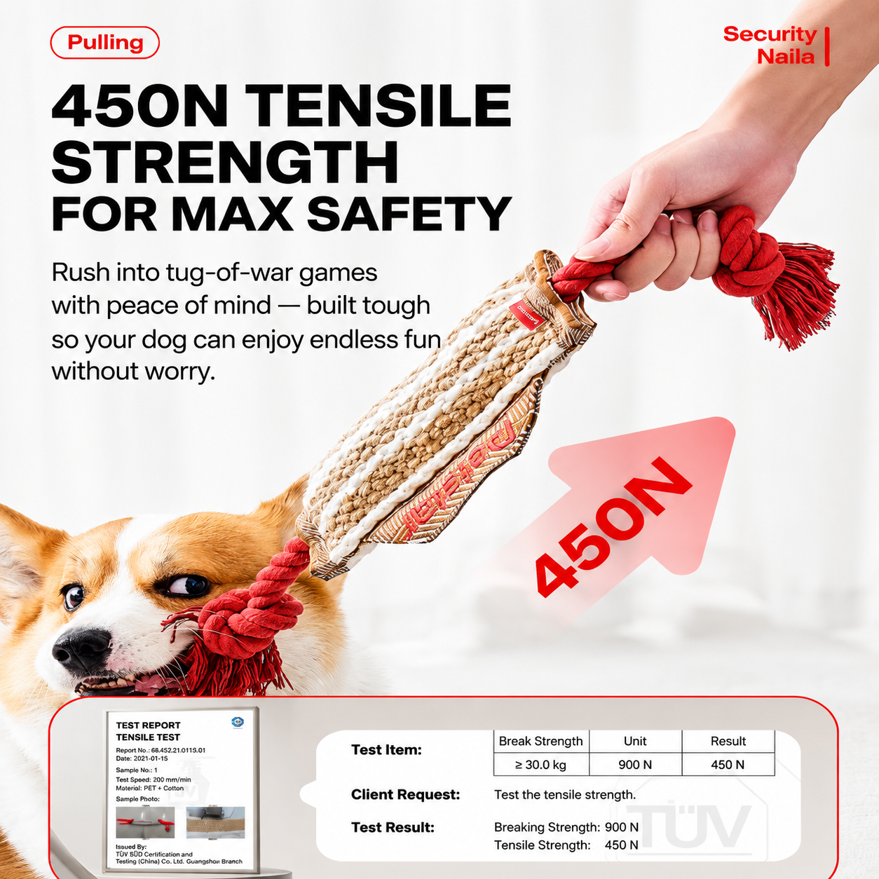 Heavy-duty jute tug toy