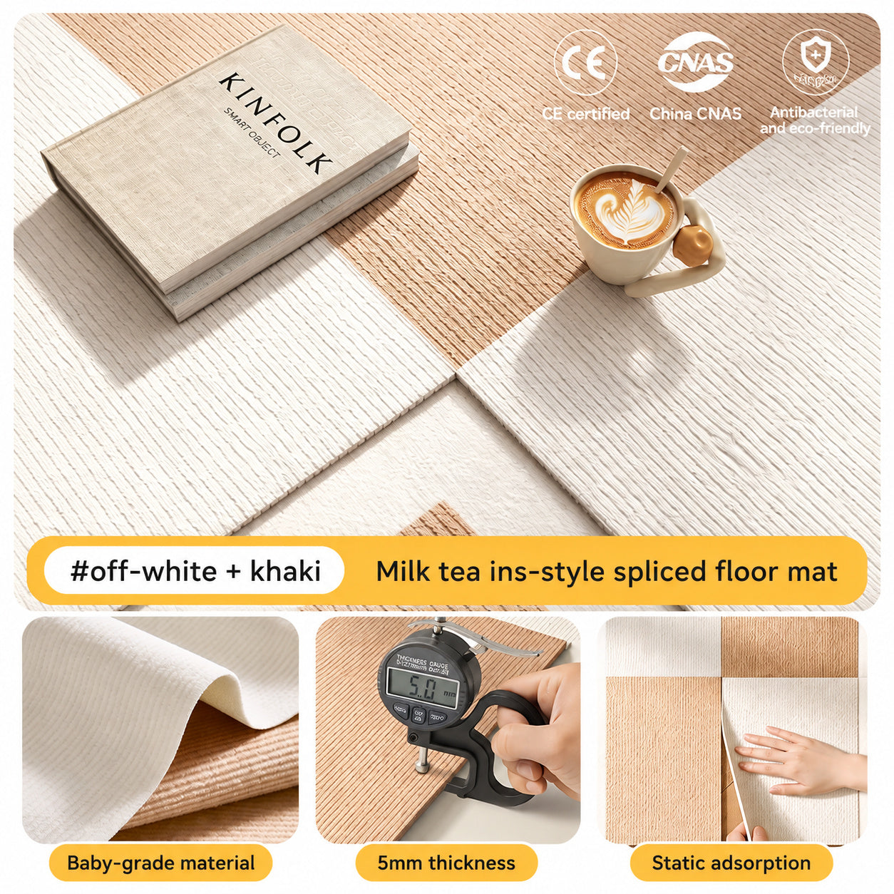 Modular Cream-Check Pet Mat