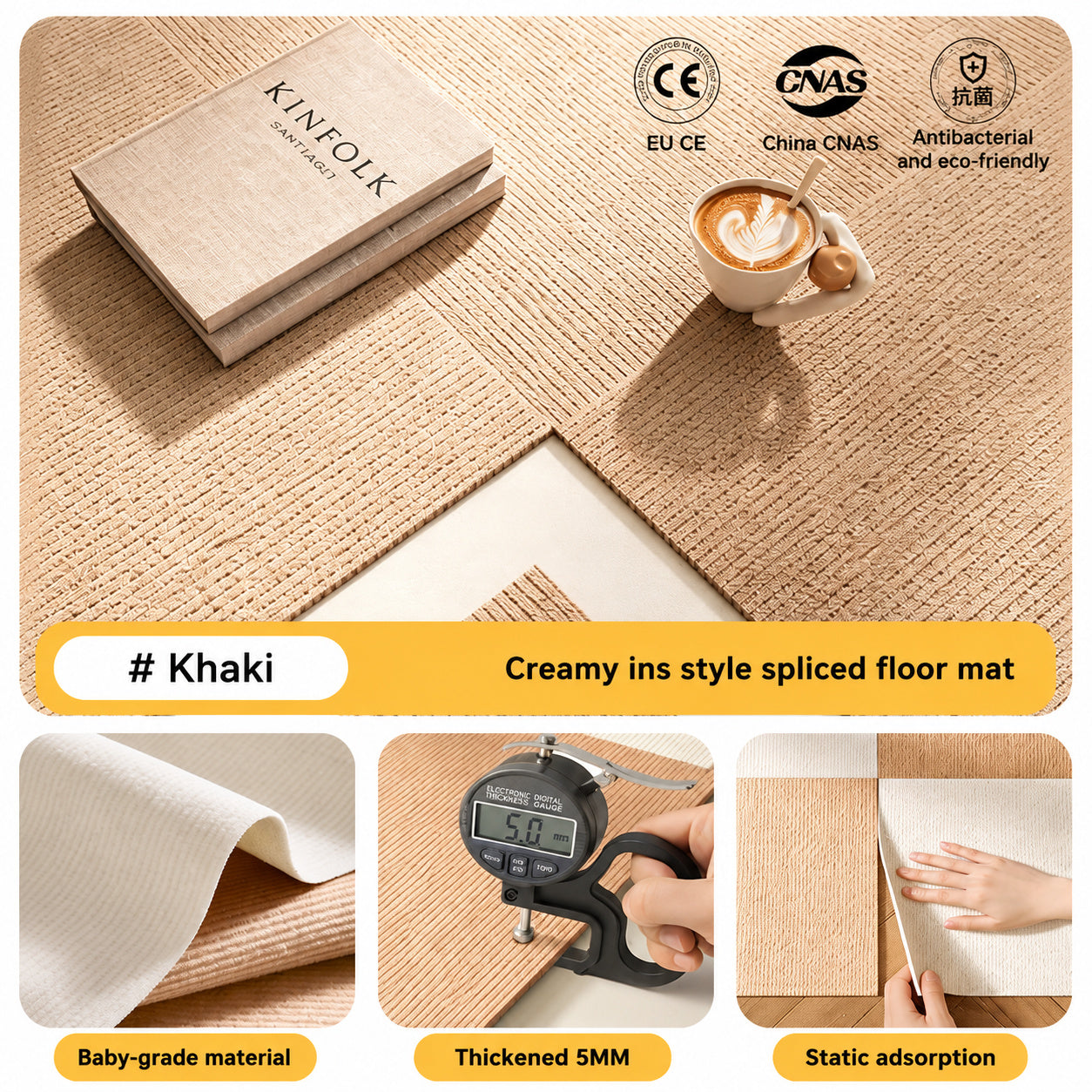 Modular Cream-Check Pet Mat