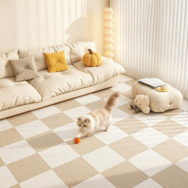 Modular Cream-Check Pet Mat