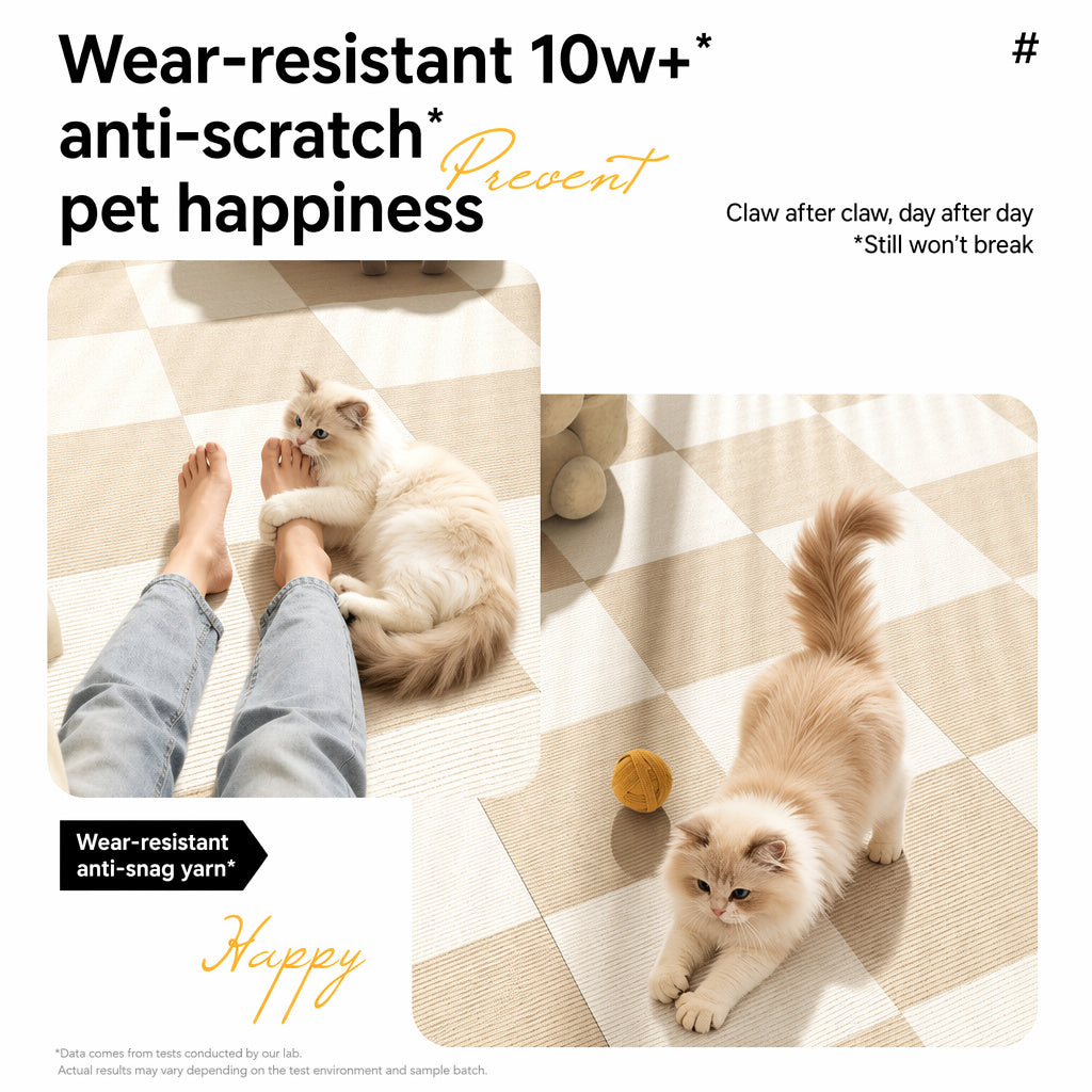 Modular Cream-Check Pet Mat