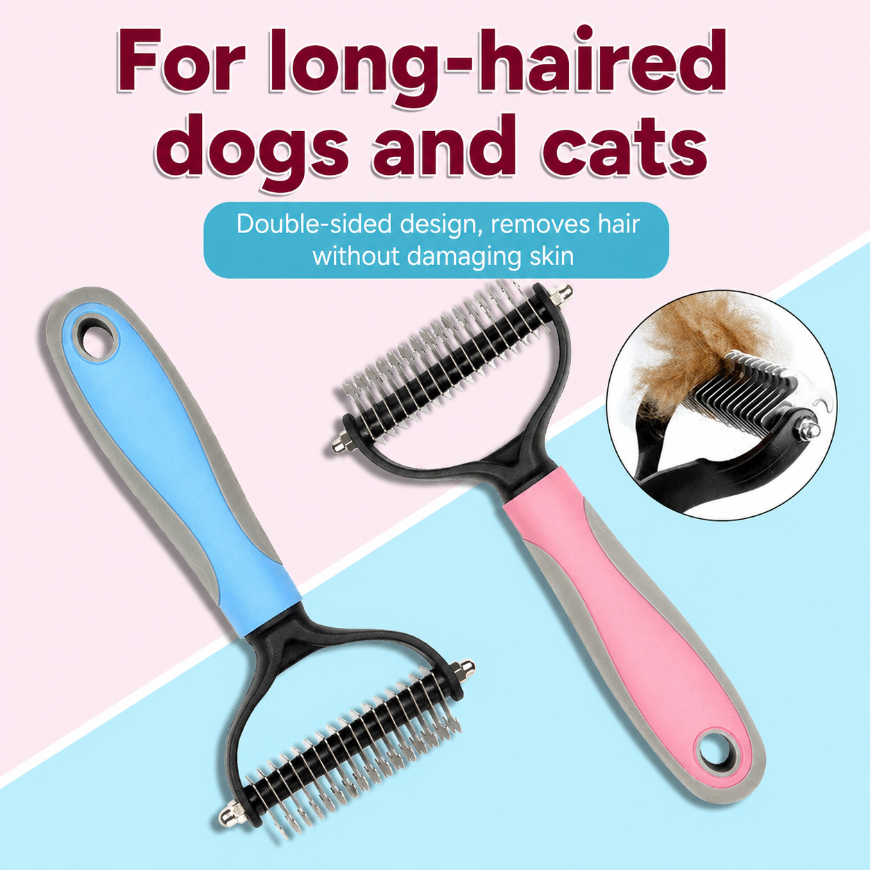 Dual-sided Dematting Pet Rake