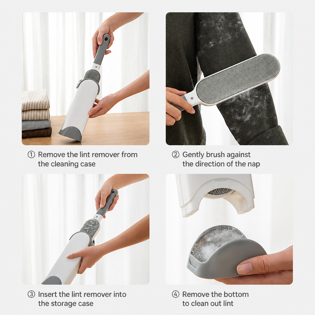 Dual-Sided Self-Cleaning Lint Brush