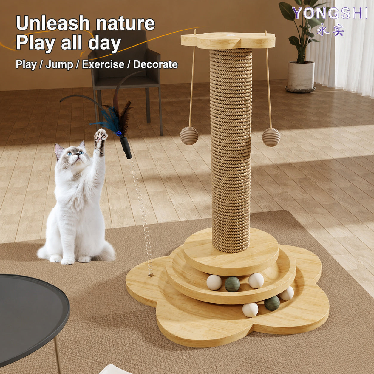 Sisal Cat Tower With Track
