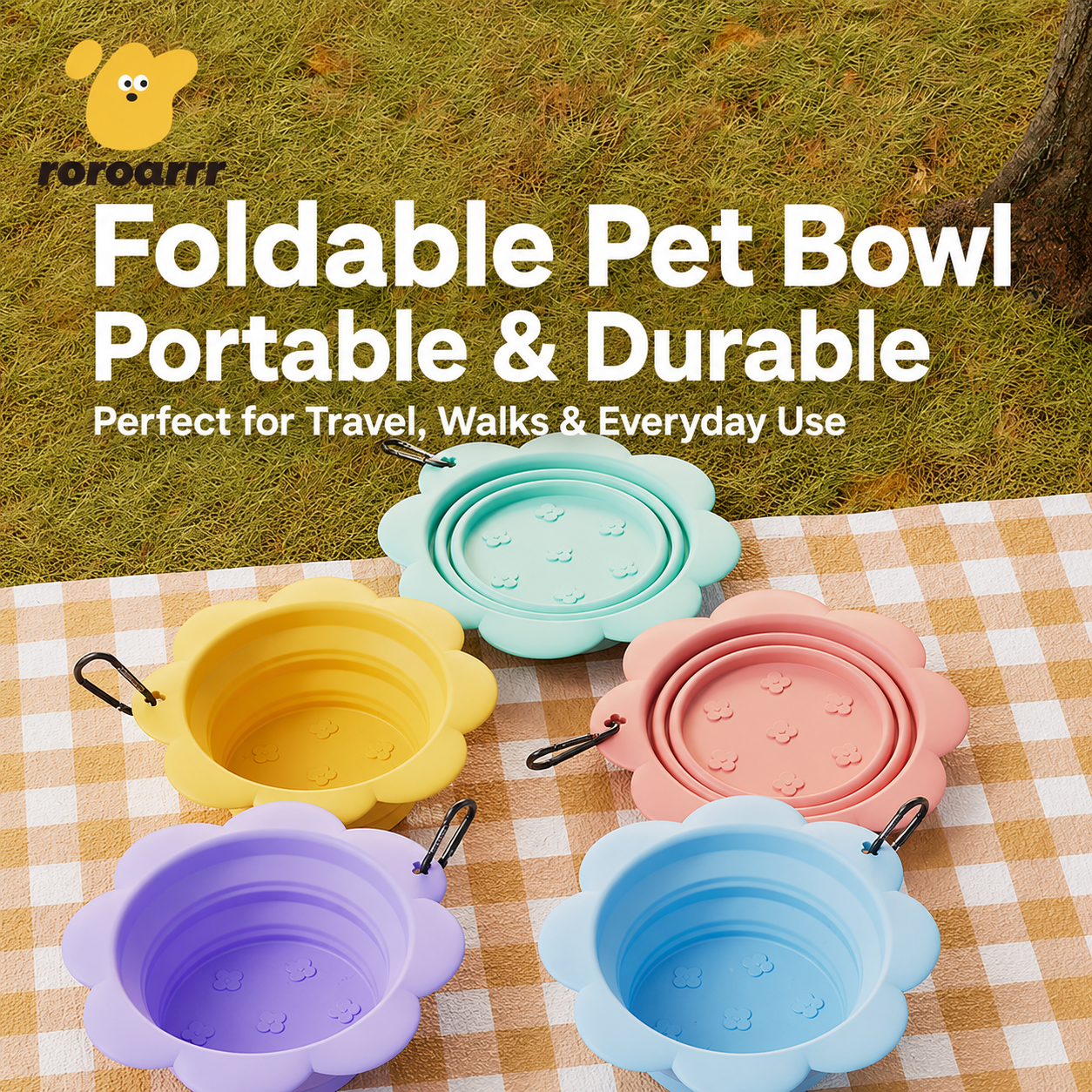 Collapsible silicone travel bowl
