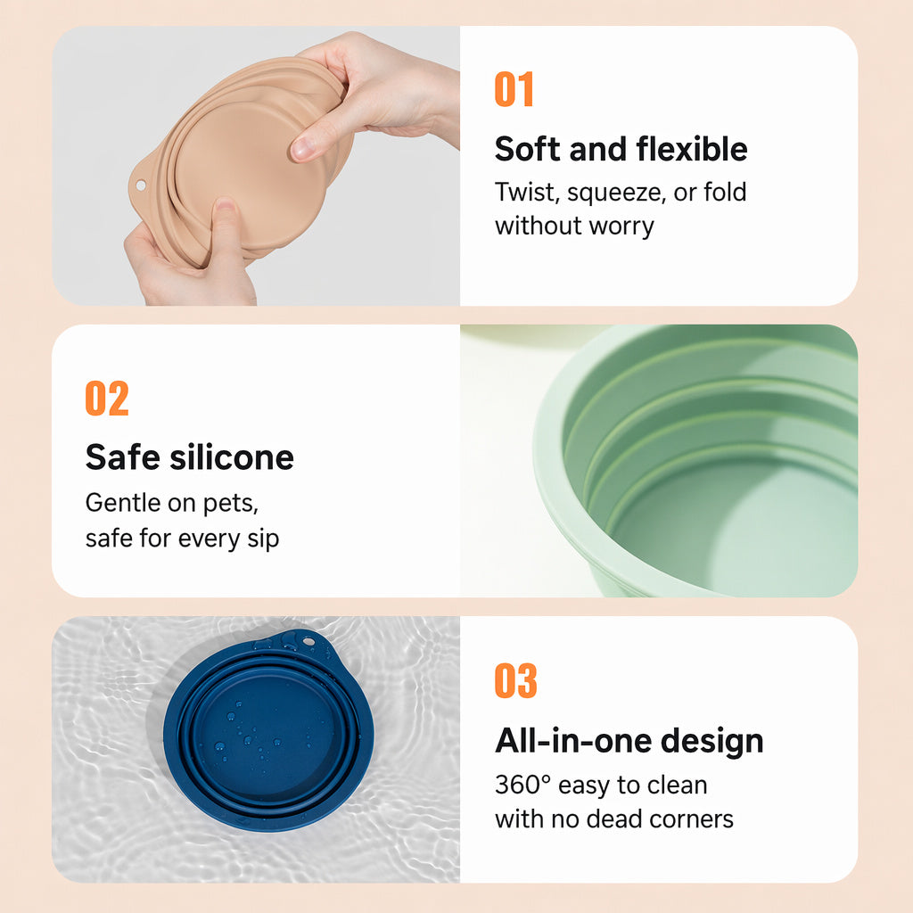 Fold-and-go Silicone Pet Bowl