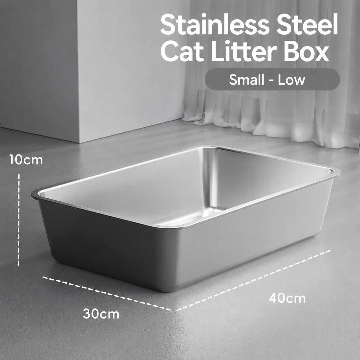 Stainless Steel Low-Entry Litter Box