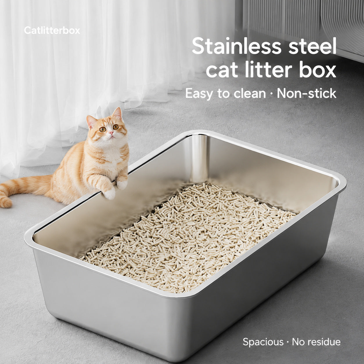 Stainless Steel Low-Entry Litter Box