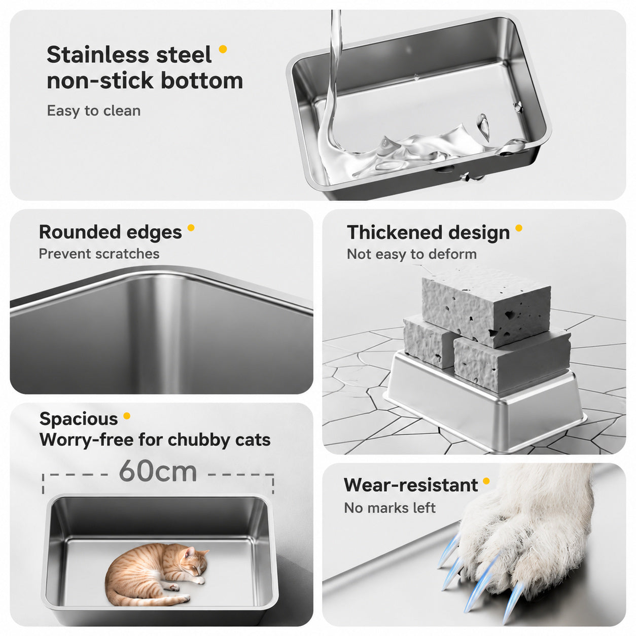 Stainless Steel Low-Entry Litter Box
